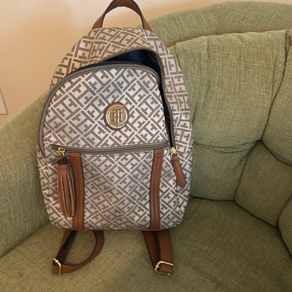 Tommy Hilfiger Beige and Brown Backpack